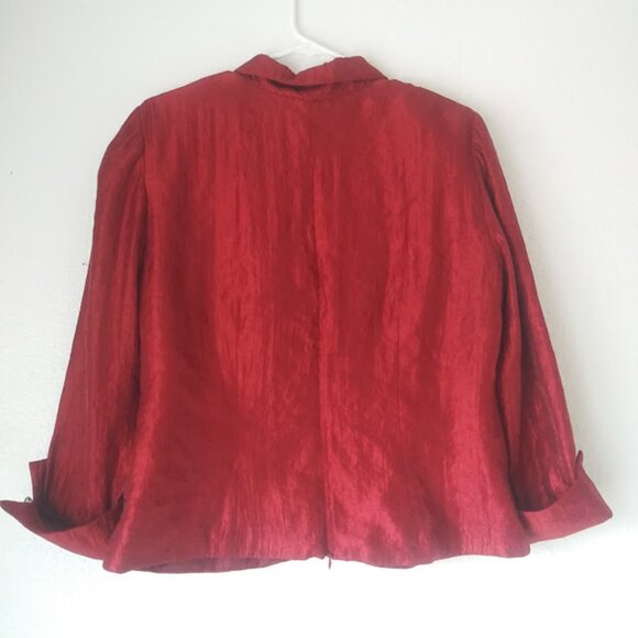J.R. Nites by Carol Lin Red Blouse women's size 14 - Picture 5 of 16